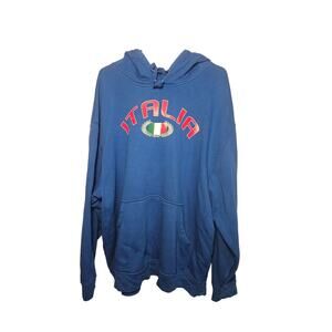 Simply for Sports Italia Men's Hoodie Sweatshirt Blue Logo Drawstrings‎ Size XXL